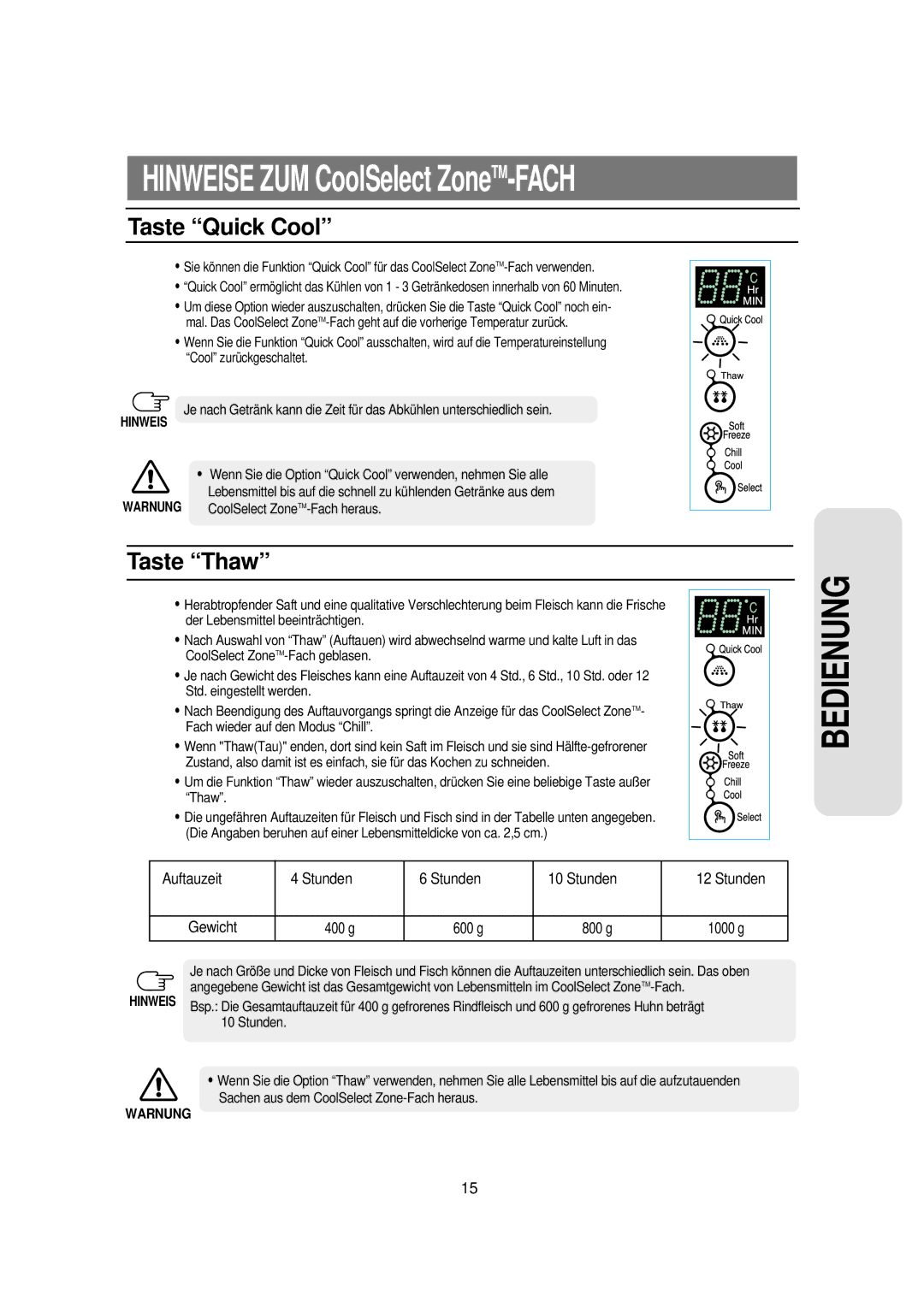 Samsung RS21KPSM1/XEG, RS21WANS1/XEG manual Taste Quick Cool, Taste Thaw 