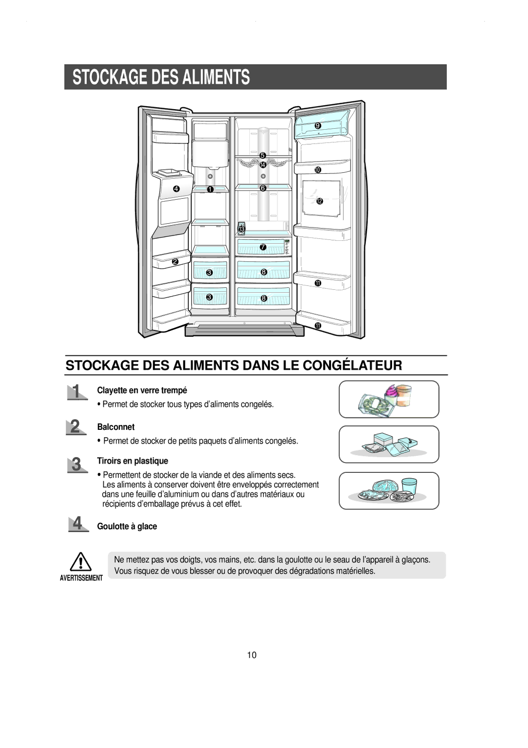 Samsung RS21KLSG1/XEF Stockage DES Aliments, Clayette en verre trempé, Balconnet, Tiroirs en plastique, Goulotte à glace 