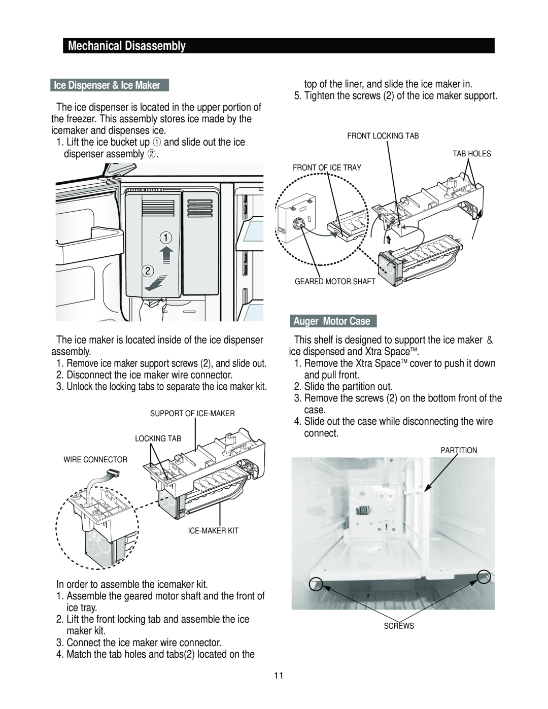 Samsung RS2*3* manual Ice Dispenser & Ice Maker, Auger Motor Case, Mechanical Disassembly 