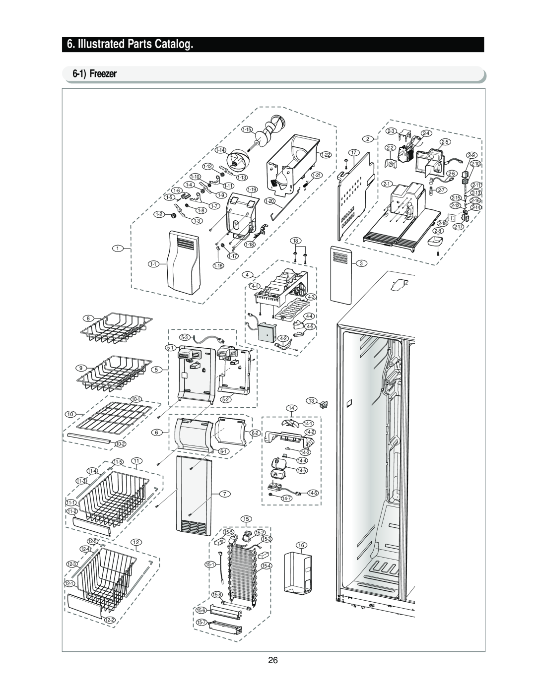 Samsung RS2*3* manual Illustrated Parts Catalog, 6-1Freezer 