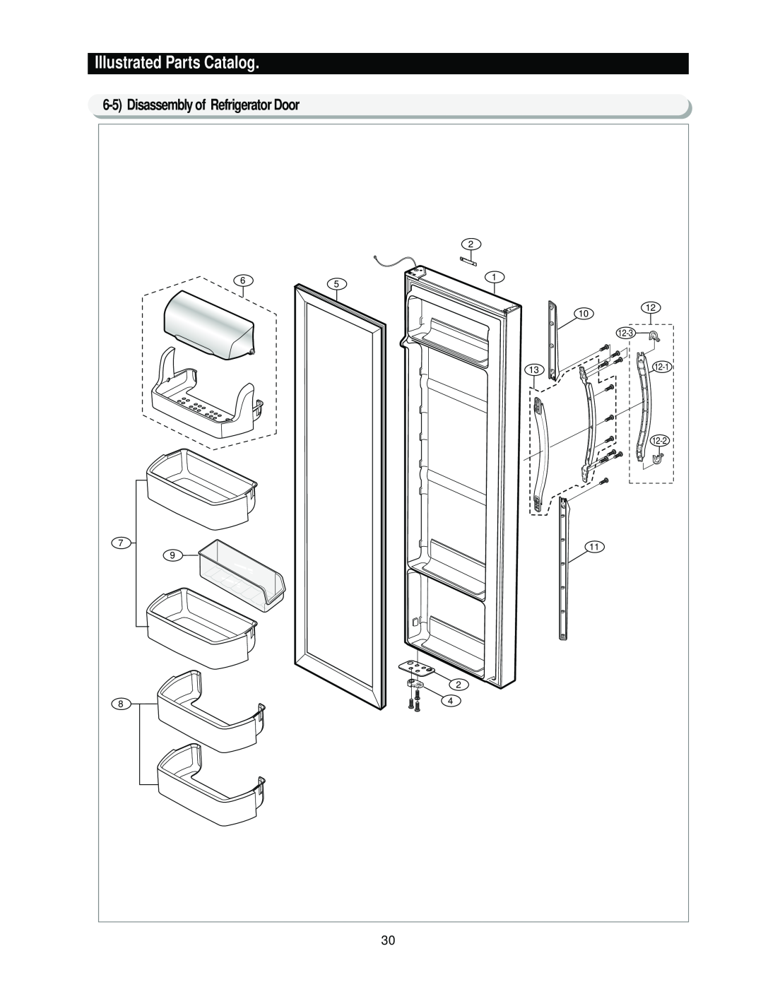 Samsung RS2*3* manual 6-5Disassembly of Refrigerator Door, Illustrated Parts Catalog 