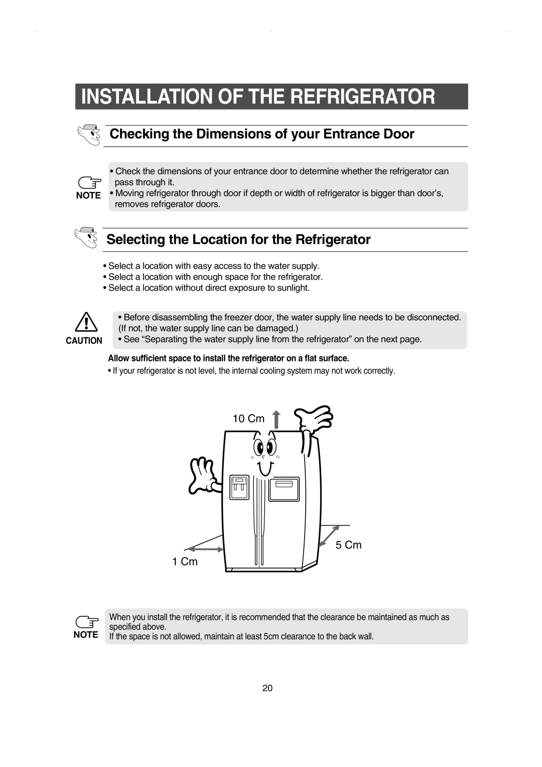 Samsung RS23FESW owner manual Installation of the Refrigerator, Checking the Dimensions of your Entrance Door 