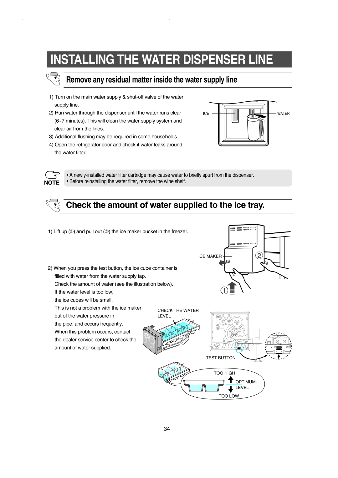 Samsung RS23FESW owner manual Remove any residual matter inside the water supply line, Installing The Water Dispenser Line 