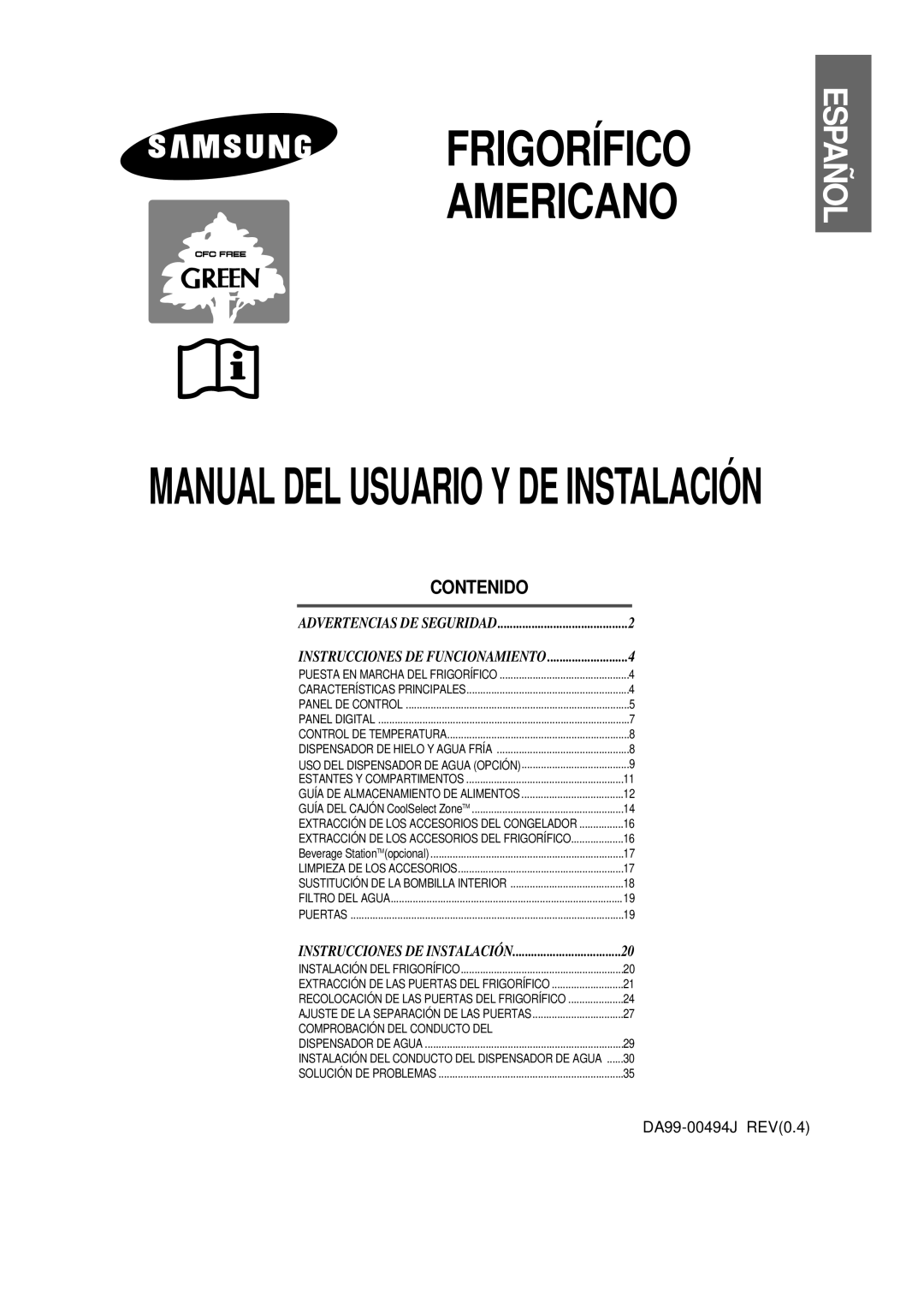 Samsung RS23FGRS1/DOR manual Frigorífico Americano 