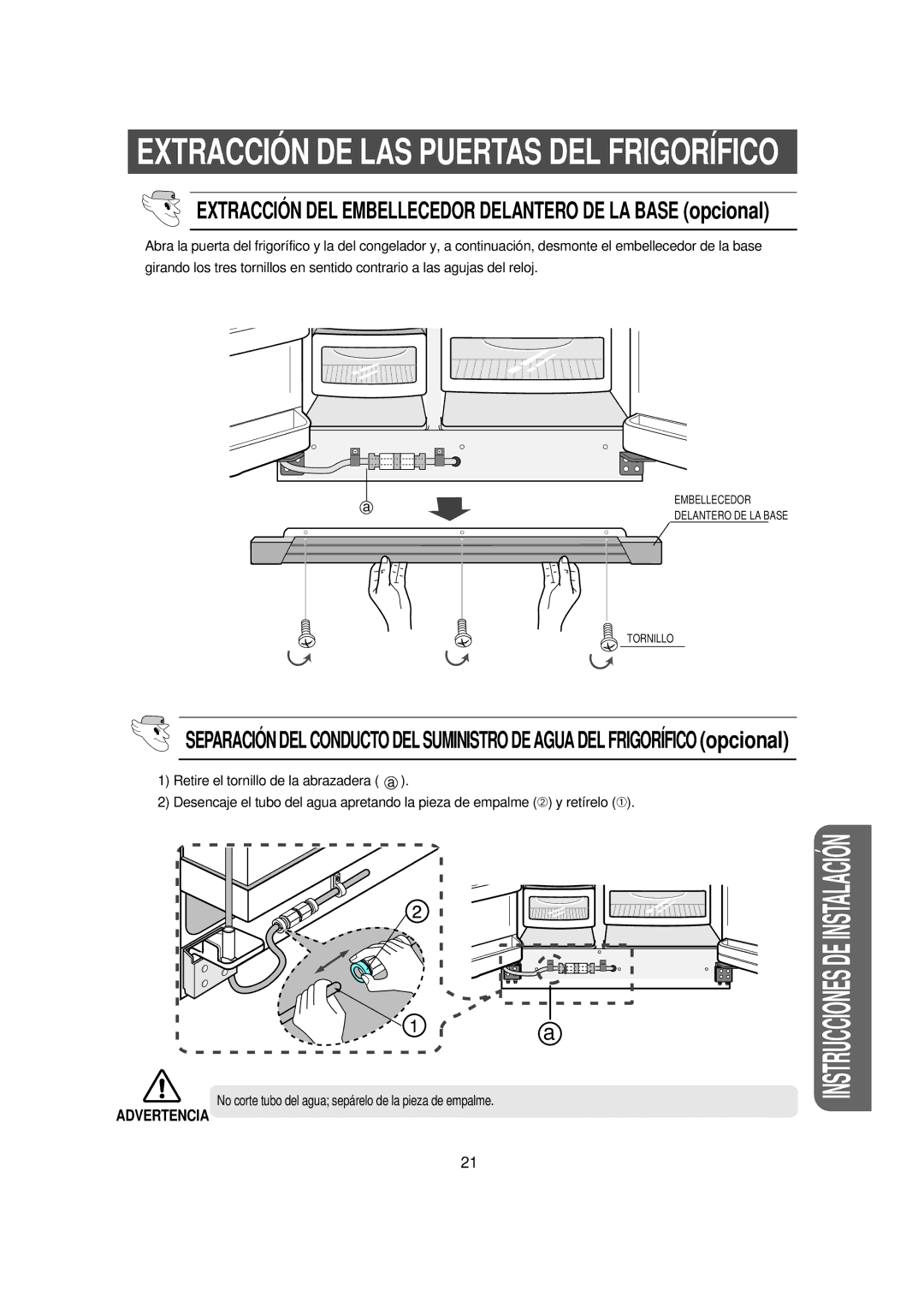 Samsung RS23FGRS1/DOR manual Extracció N DE LAS Puertas DEL Frigorífico 