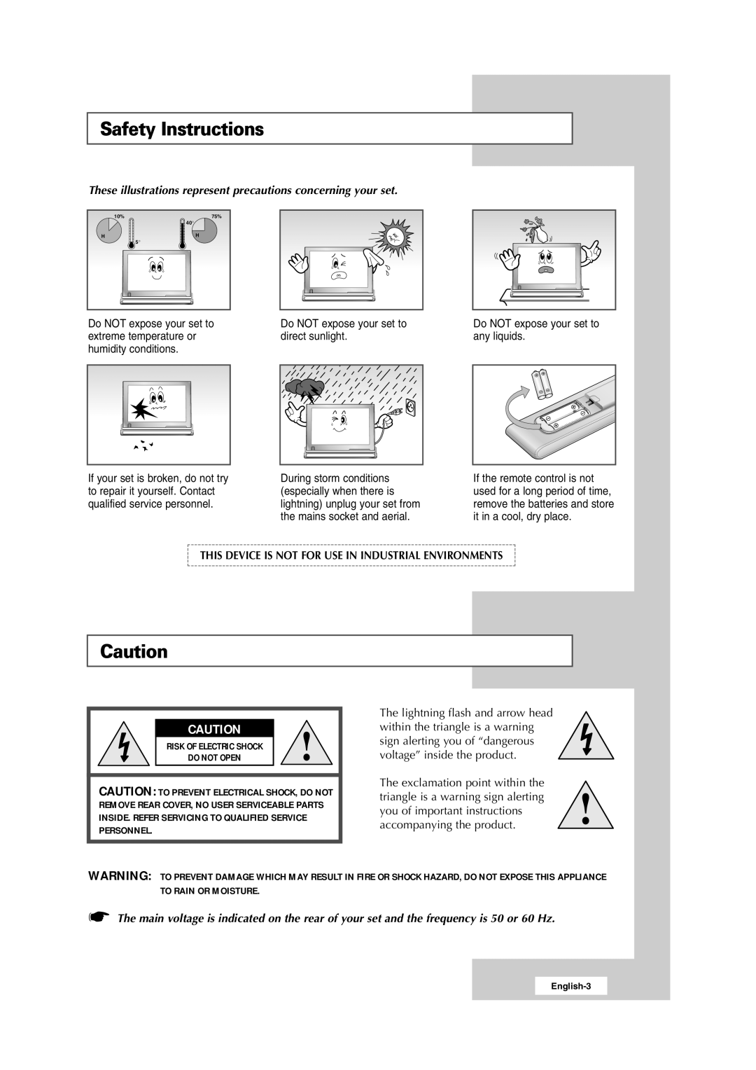 Samsung RS24ASSOW/EDC, RS24ASSSW/EDC, 241MP manual Safety Instructions, This Device is not for USE in Industrial Environments 