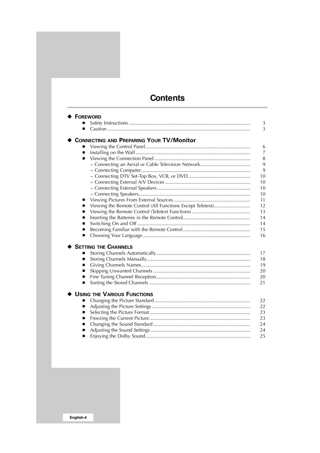 Samsung RS24ASSSW/EDC, RS24ASSSW/XEU, 241MP, RS24ASSOW/EDC manual Contents 