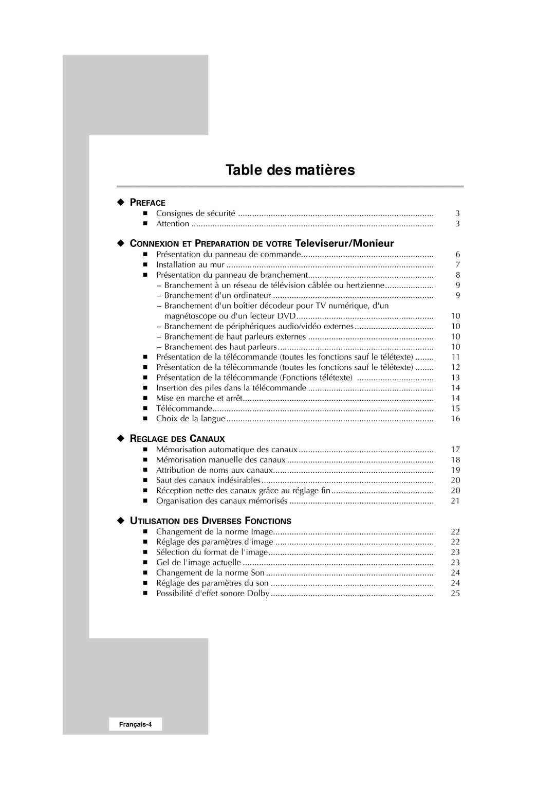 Samsung RS24ASSSW/EDC manual Table des matières 