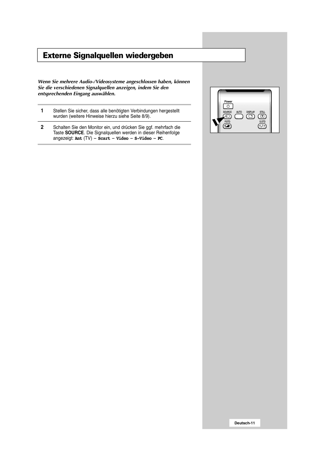 Samsung RS24ASSSW/EDC manual Externe Signalquellen wiedergeben 