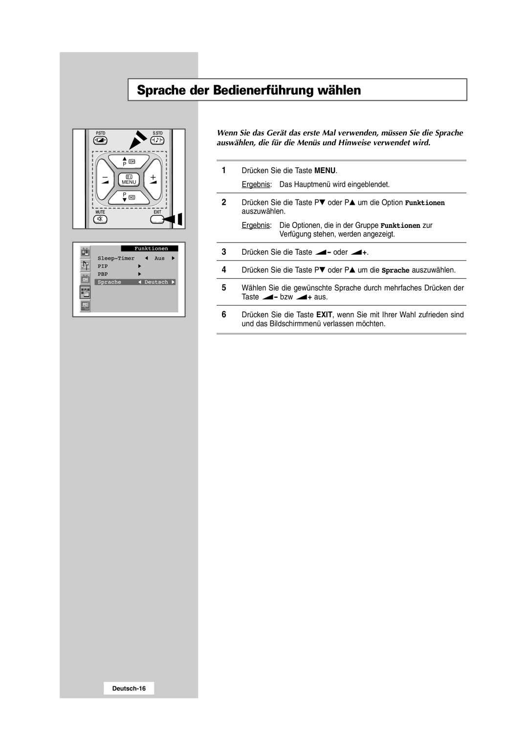 Samsung RS24ASSSW/EDC manual Sprache der Bedienerführung wählen 