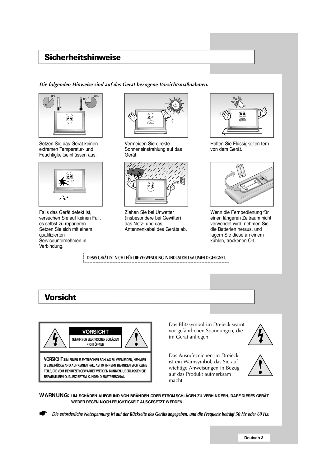 Samsung RS24ASSSW/EDC manual Sicherheitshinweise, Vorsicht 