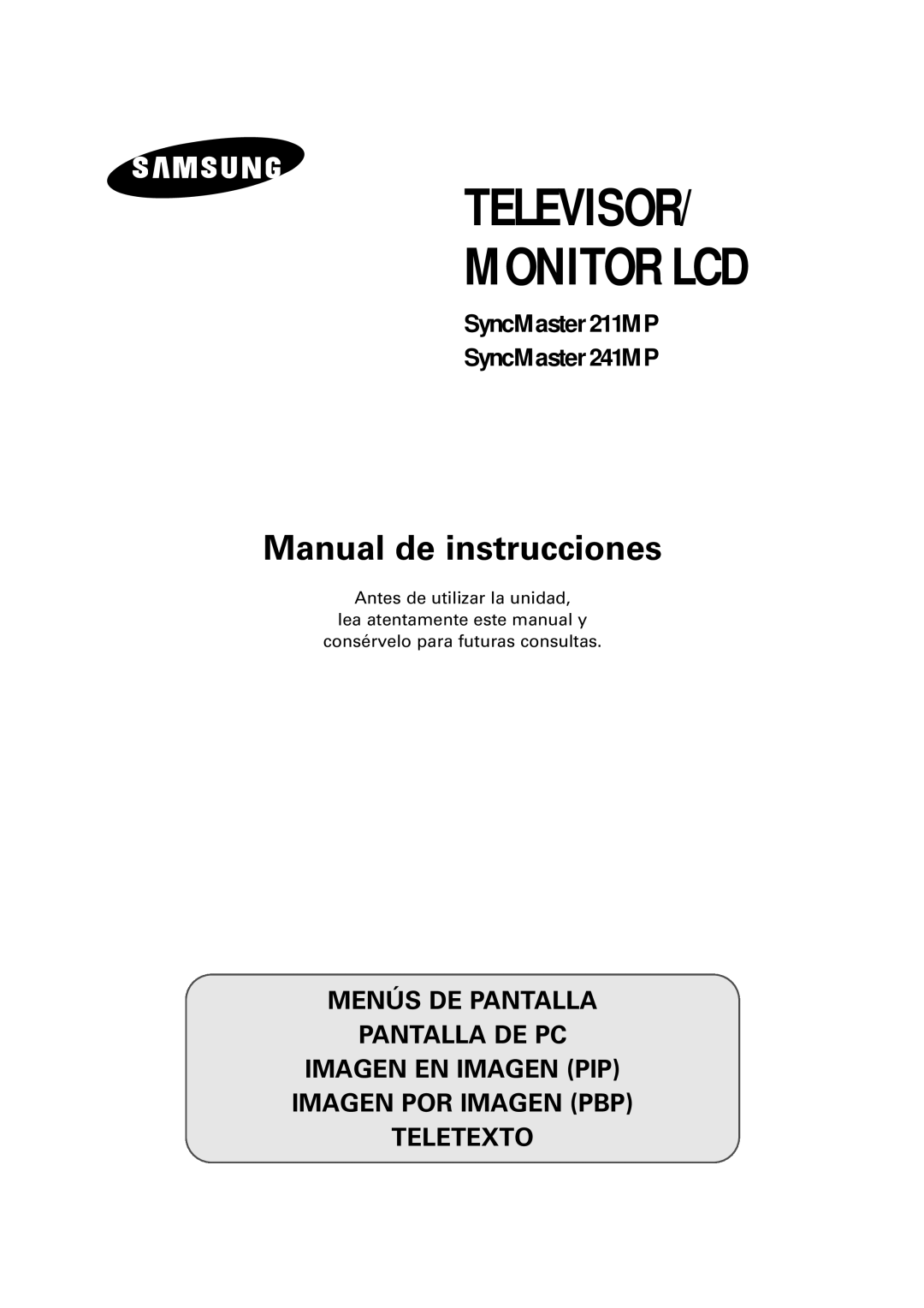 Samsung RS24ASSSW/EDC manual Televisor Monitor LCD 