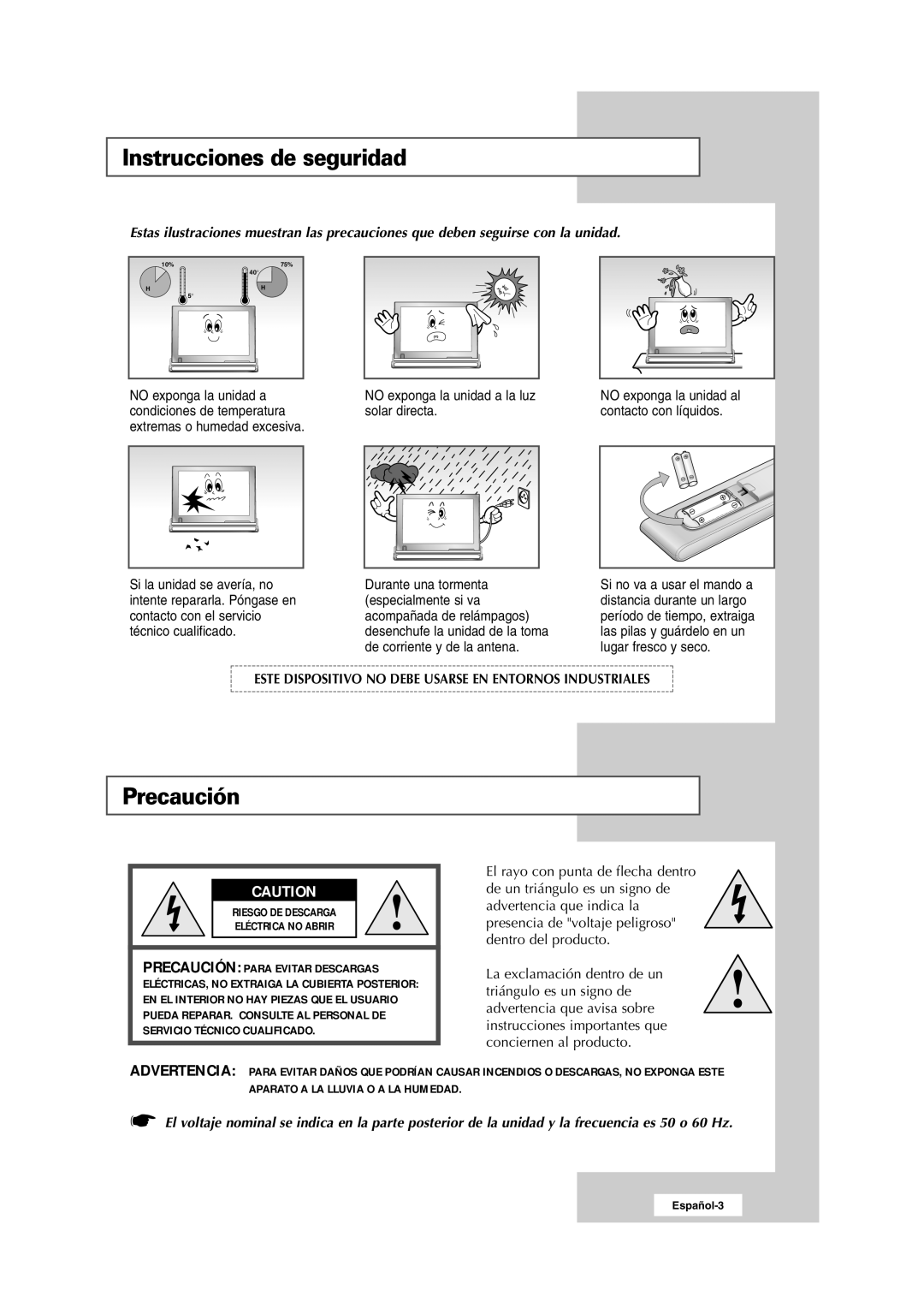 Samsung RS24ASSSW/EDC manual Instrucciones de seguridad, Precaución 