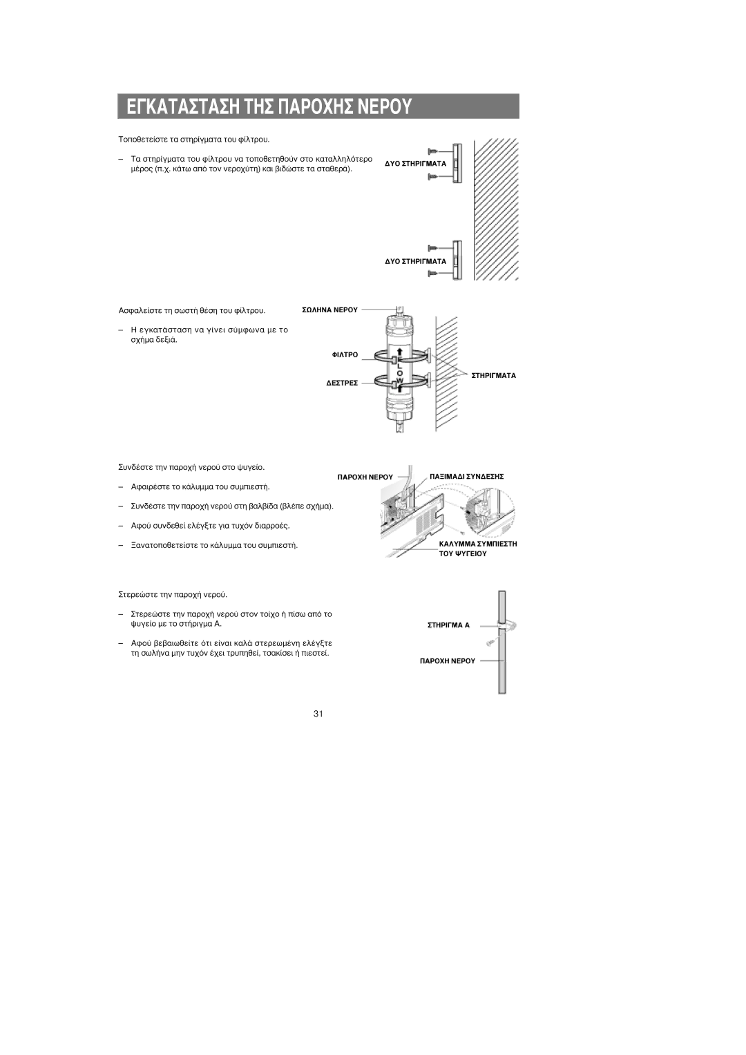 Samsung RS25FGNS1/EUR, RS24KASW1/EUR manual ∞ÛÊ·ÏÂ›ÛÙÂ ÙË ÛˆÛÙ‹ ı¤ÛË ÙÔ˘ Ê›ÏÙÚÔ˘, ·Ó·ÙÔÔıÂÙÂ›ÛÙÂ ÙÔ Î¿Ï˘ÌÌ· ÙÔ˘ Û˘ÌÈÂÛÙ‹ 