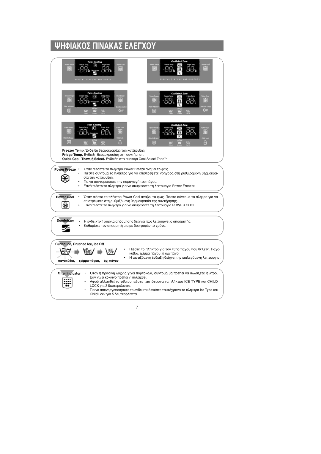 Samsung RS25FGNS1/EUR, RS24KASW1/EUR manual ∏ºπ∞√ ¶π¡∞∞ ∂§∂Ã√À, Deodoirzer ñ, Cuded Ice, Crushed Ice, Ice Off 