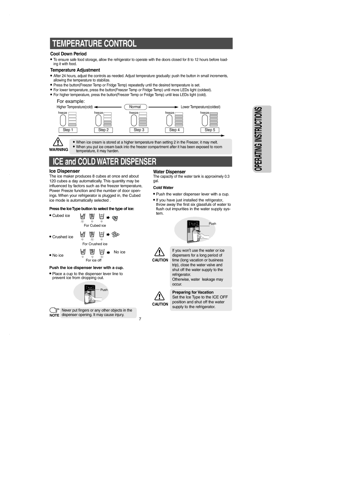 Samsung RS2530B installation instructions Temperature Control 