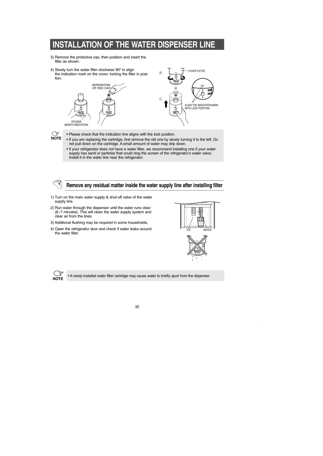 Samsung RS2531 installation instructions Install it in the water line near the refrigerator 