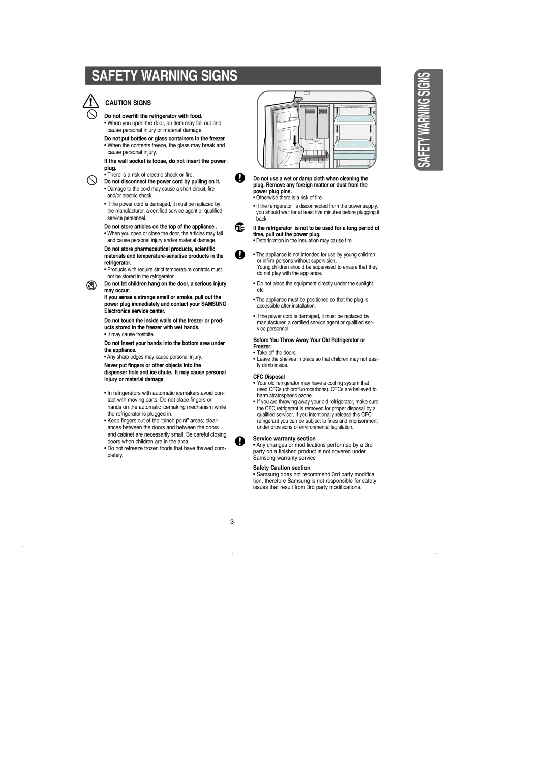 Samsung RS2531 installation instructions Caution Signs, Safety Warning Signs 