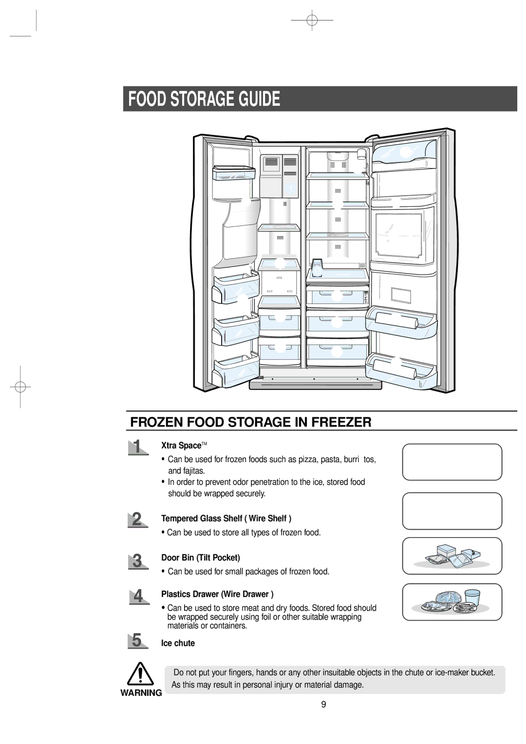 Samsung RS2578WV, RS2534WW owner manual Food Storage Guide 