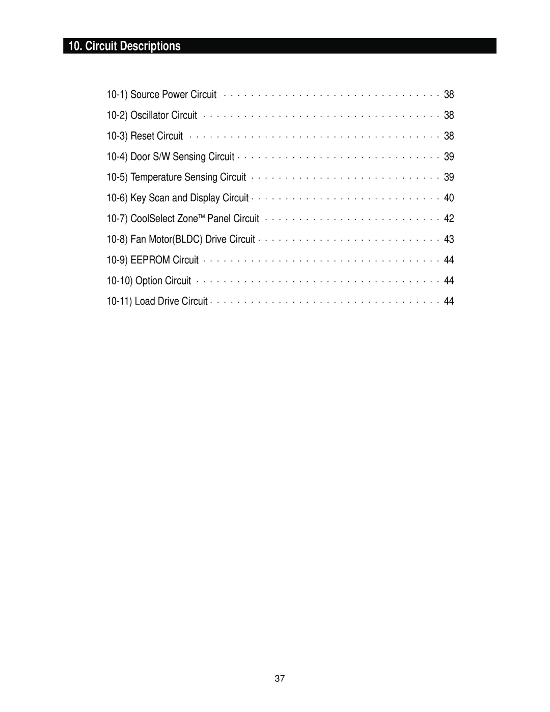 Samsung RS2666, RS2544, RS2622, RS2777 manual Circuit Descriptions 