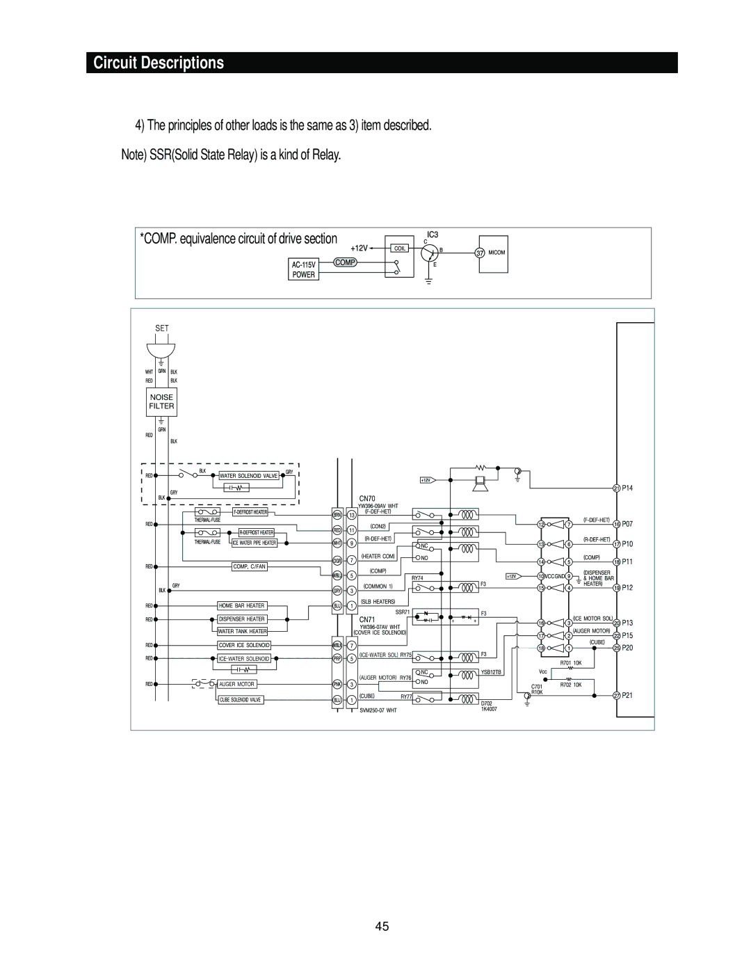 Samsung RS2666, RS2544, RS2622, RS2777 manual COMP. equivalence circuit of drive section 