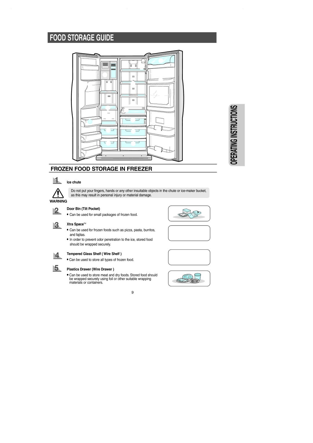 Samsung RS2544SL, RS2545SH, RS2666SW, RS2644SL, RS2644SW, RS2666SL, RS2622SW, RS2777SL owner manual Food Storage Guide 