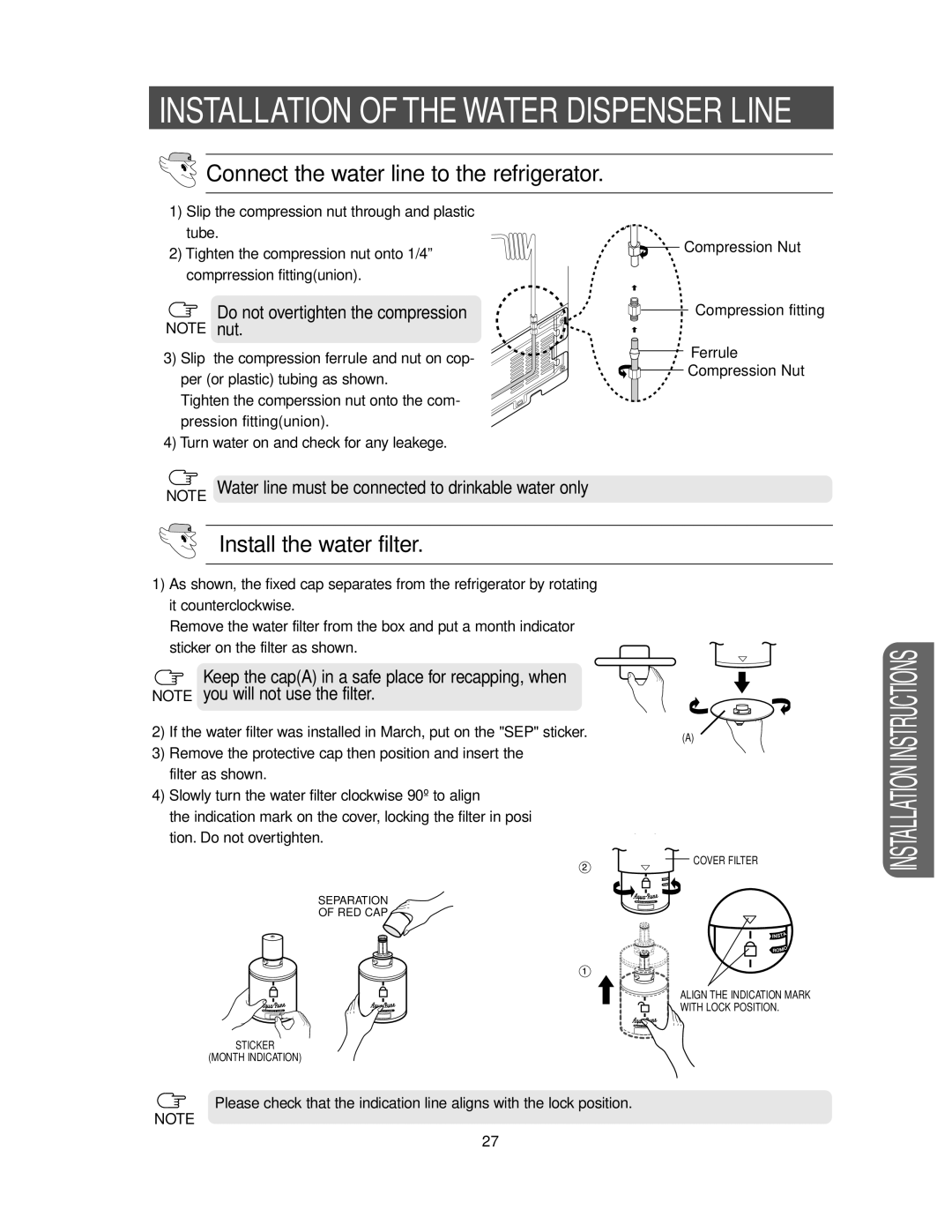 Samsung RS2577, RS2533, RS2555 owner manual Installation of the Water Dispenser Line 