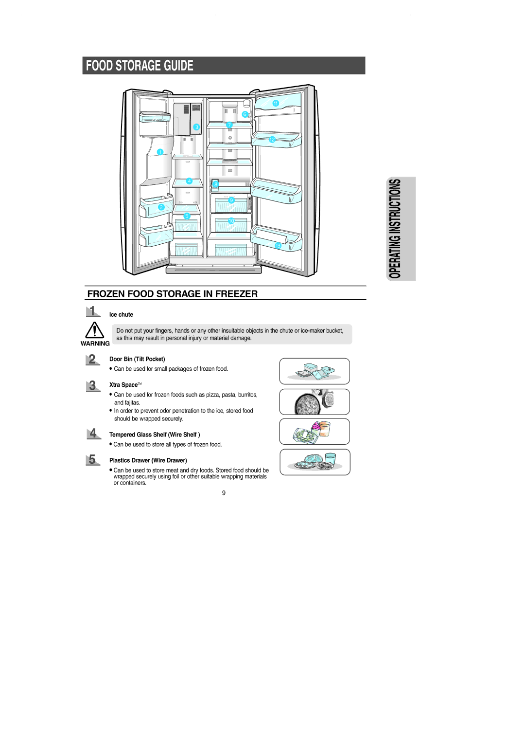 Samsung RS257BAWW owner manual Food Storage Guide 