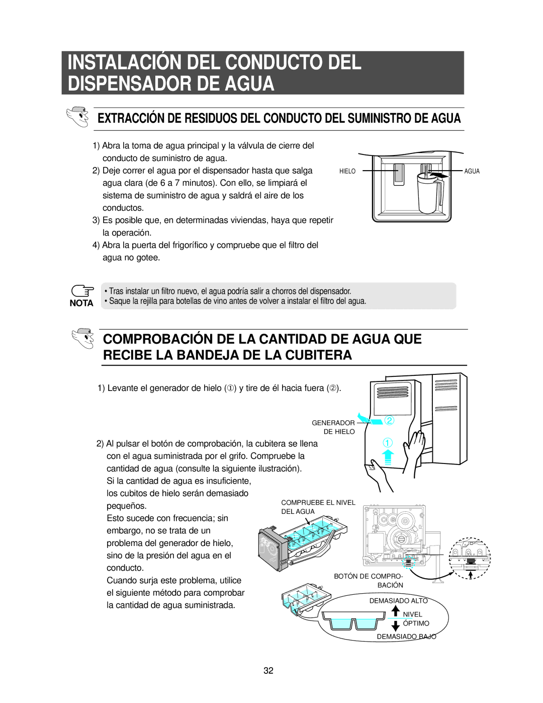 Samsung RS25KCSL1/XES, RS25FCSW1/XES, RS25KCSW1/XES manual Instalación DEL Conducto DEL Dispensador DE Agua 