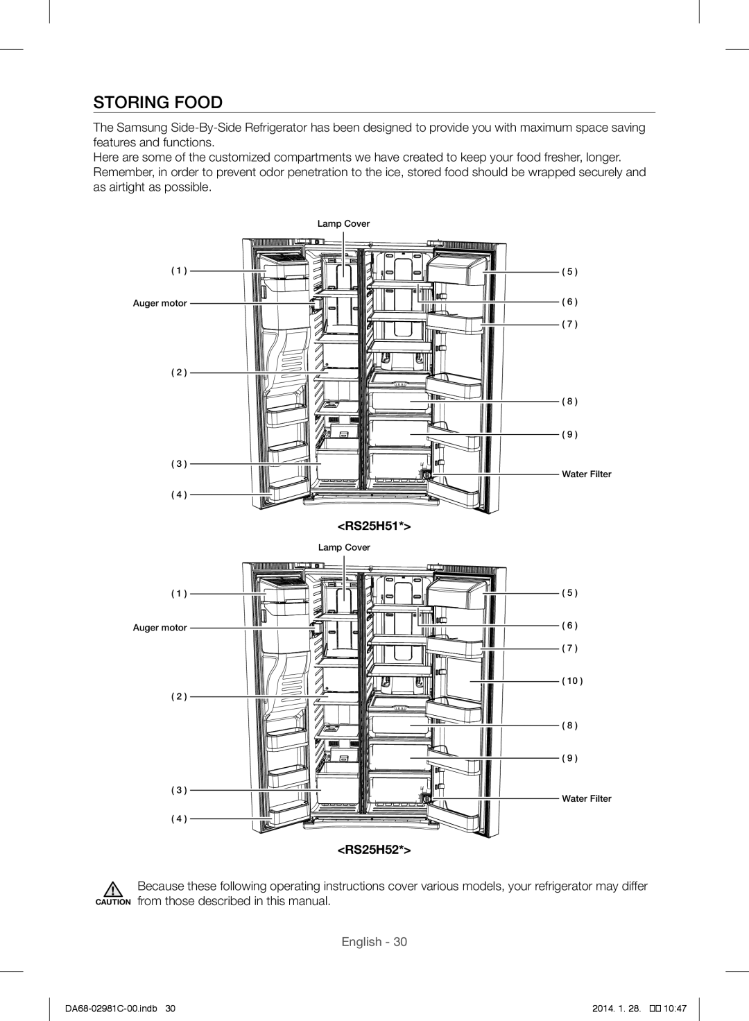 Samsung RS25H5223SL/ZA manual Storing Food, RS25H51 