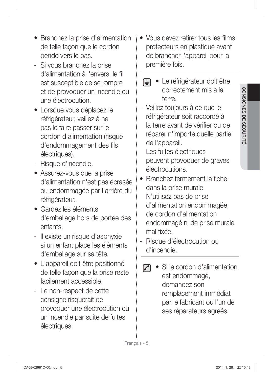 Samsung RS25H5223SL/ZA manual Français 