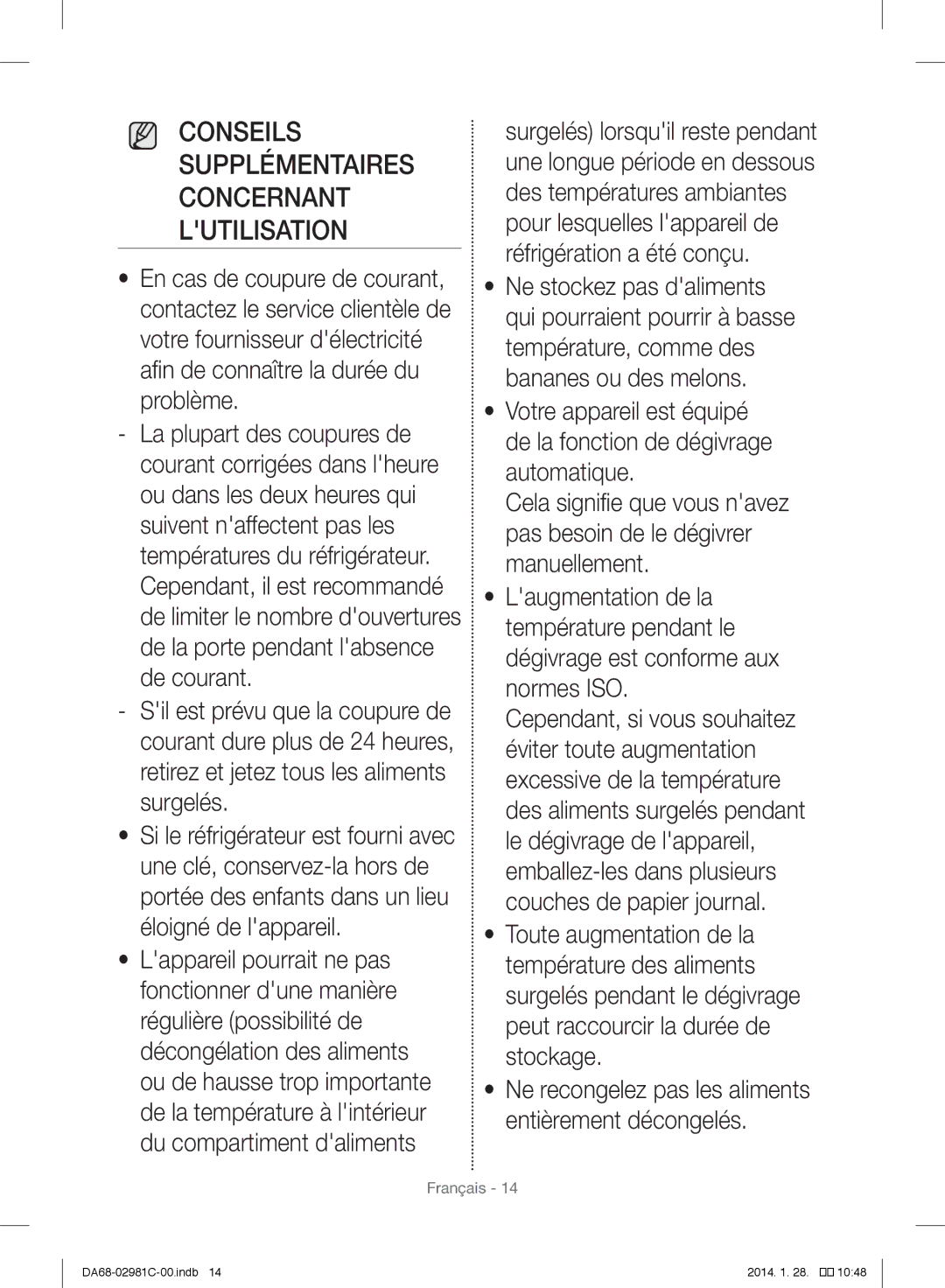 Samsung RS25H5223SL/ZA manual Conseils Supplémentaires Concernant Lutilisation 