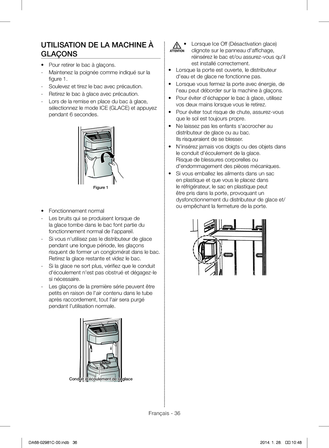 Samsung RS25H5223SL/ZA manual Utilisation DE LA Machine À Glaçons 