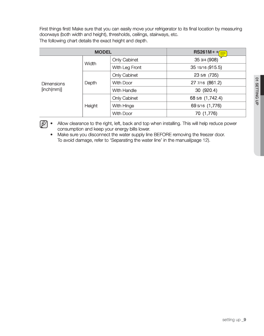 Samsung RS261M** user manual Model, RS261M 