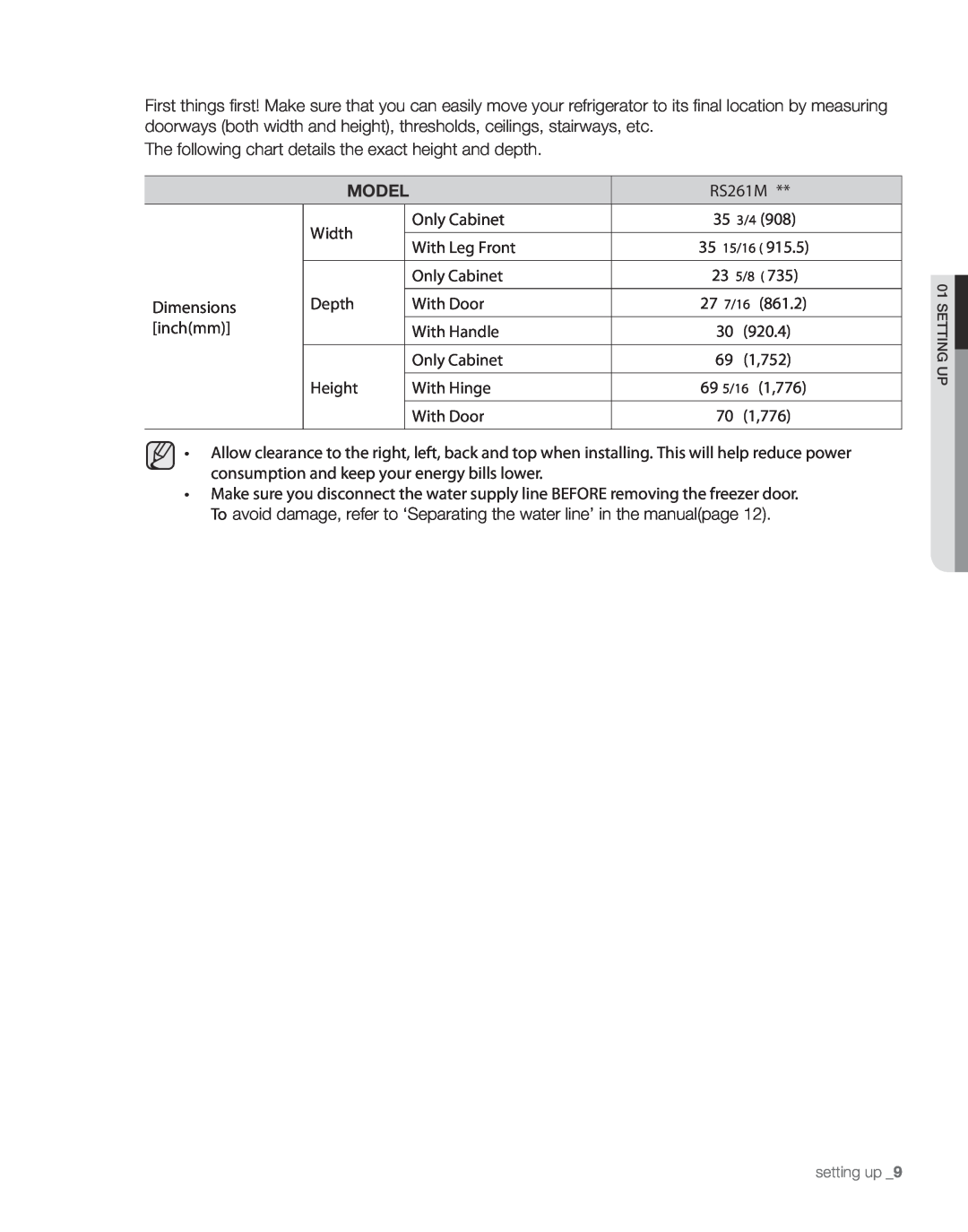 Samsung RS261MDPN, RS261MDBP, RS261MDWP, RS261MDRS user manual Model 