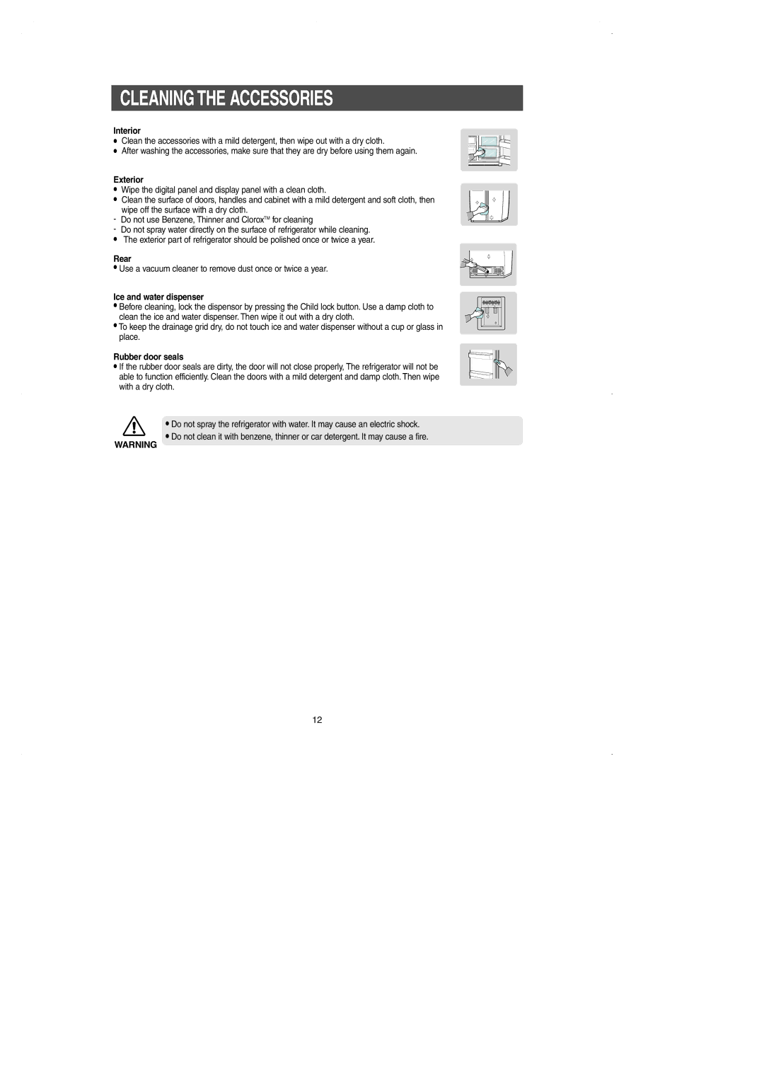 Samsung RS2630A** installation instructions Cleaning the Accessories 