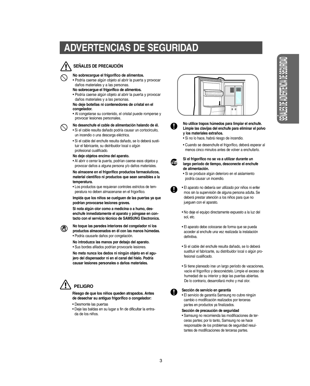 Samsung RS267B, RS265L, RS265B, RS264A**, RS267L, RS269L, RS263B manual Señales DE Precaución 