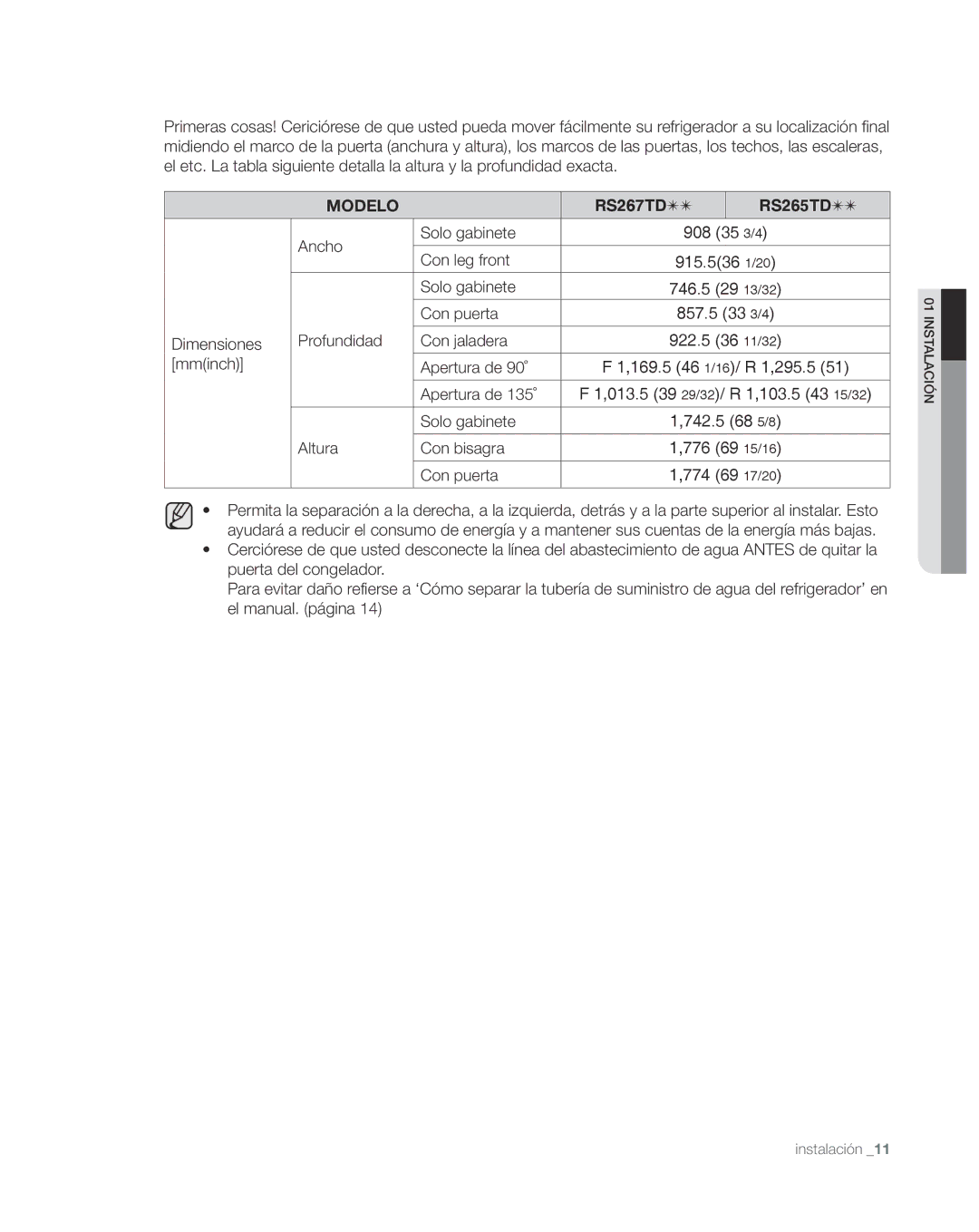 Samsung RS267TDWP, RS265TDWP user manual Modelo 