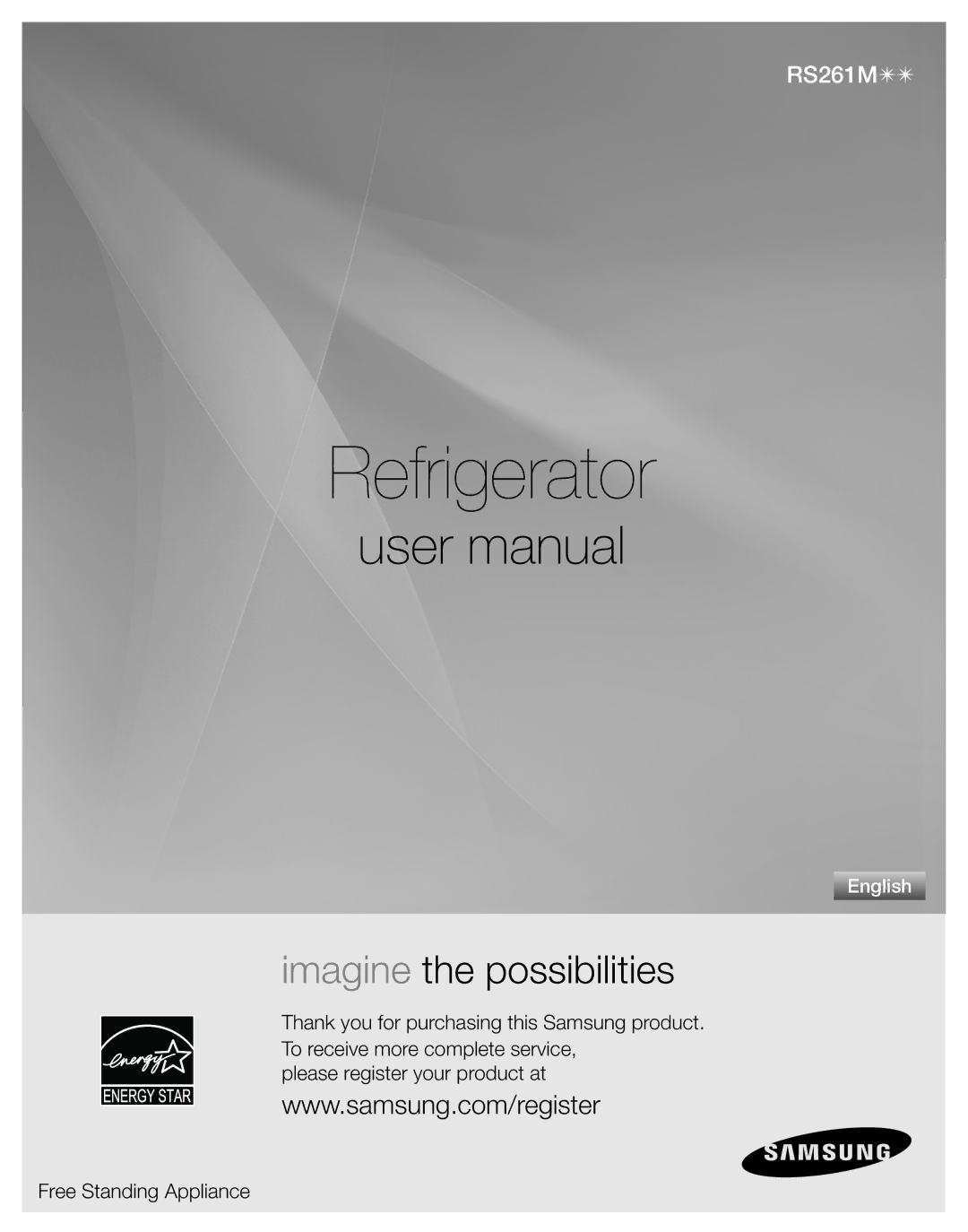 Samsung RS267TDBP user manual Refrigerator 