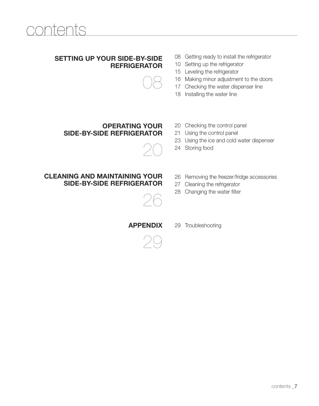 Samsung RS267TDBP user manual Contents 