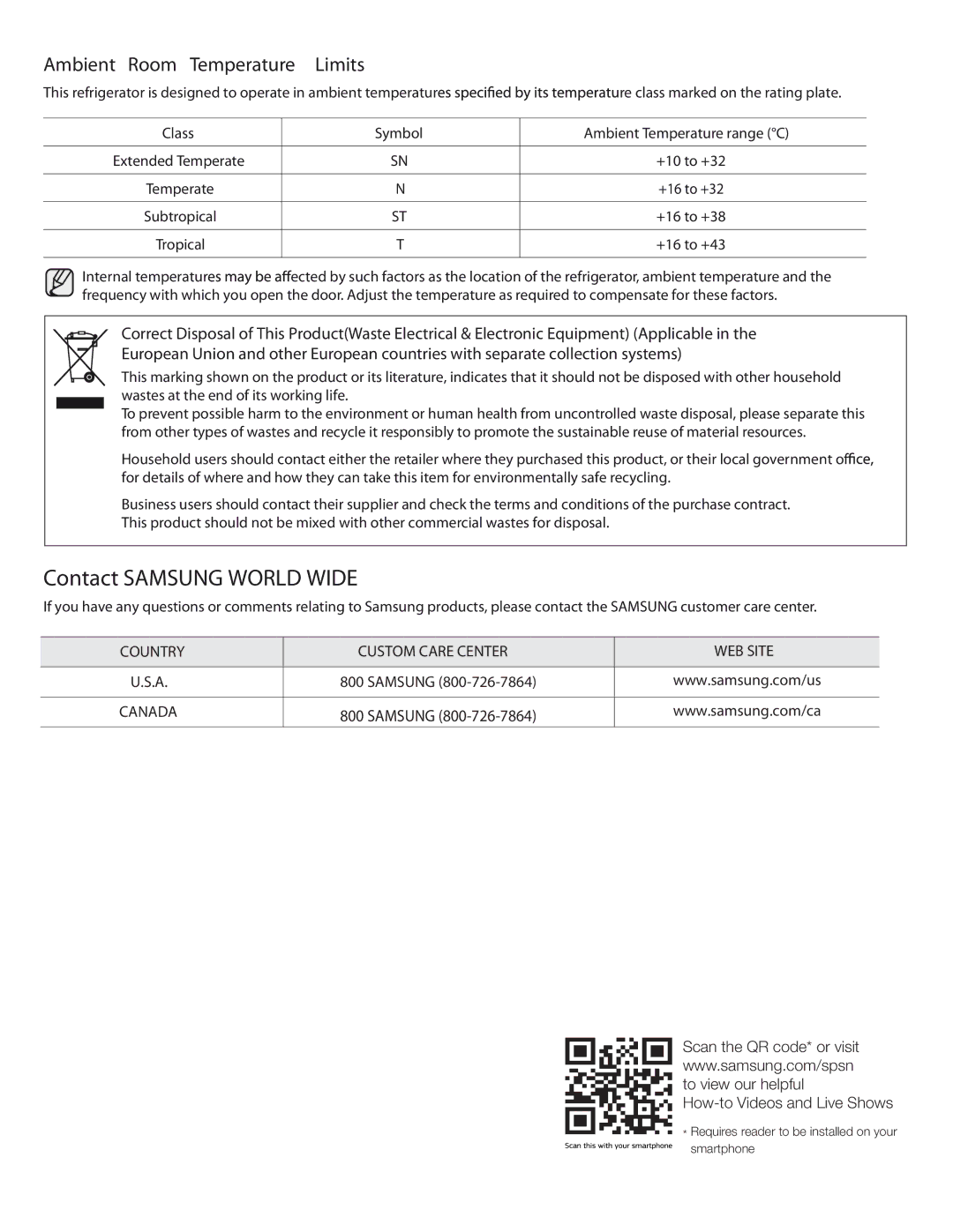 Samsung RS267TDRS user manual Contact Samsung World Wide 