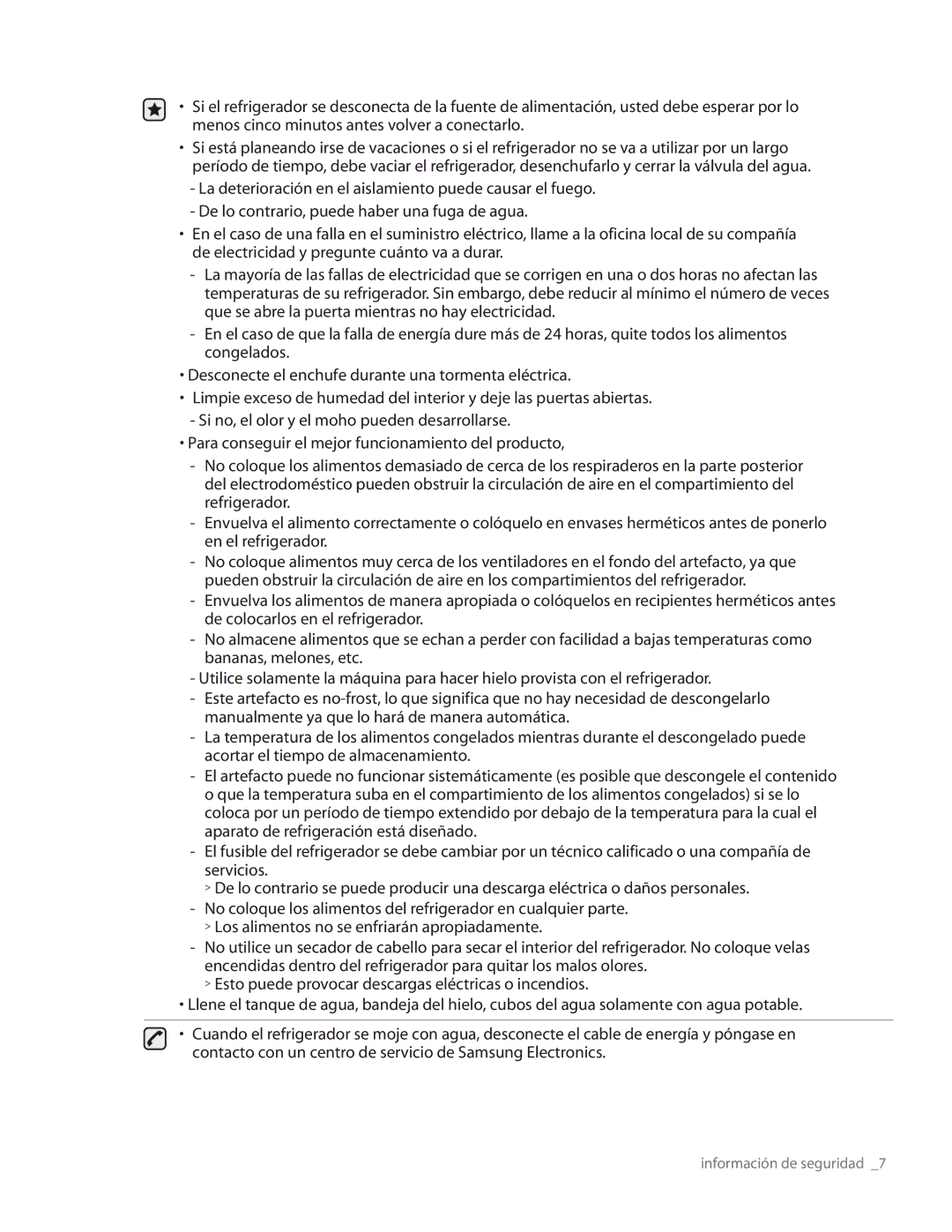 Samsung RS267TDRS user manual Información de seguridad 