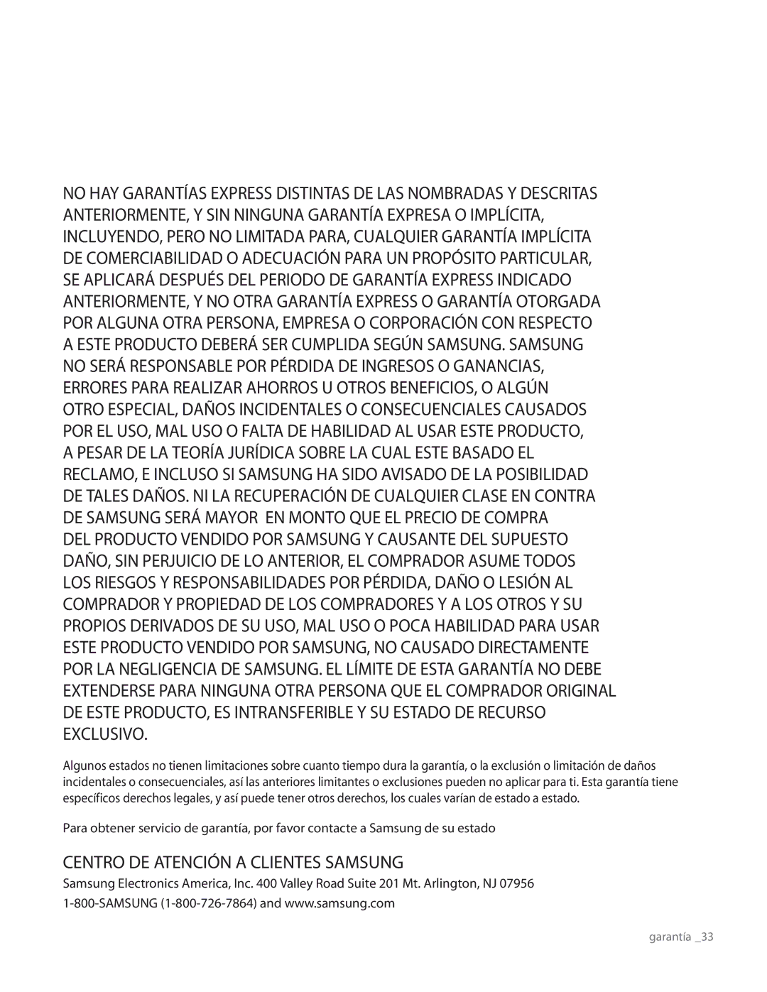 Samsung RS267TDRS user manual Centro DE Atención a Clientes Samsung 