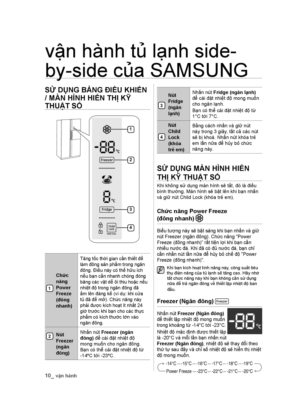 Samsung RS26MBZBL1/XSV Vân hanh tu lanh side- by-side cua Samsung, Chức năng Power Freeze đông nhanh, Freezer Ngăn đông 