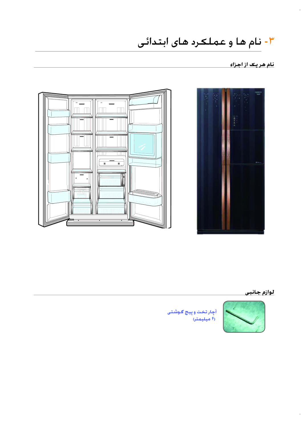 Samsung RS26MBZBL1/XSV manual یئادتبا یاه درکلمع و اه مان, ءازجا زا کی ره مان یبناج مزاول 