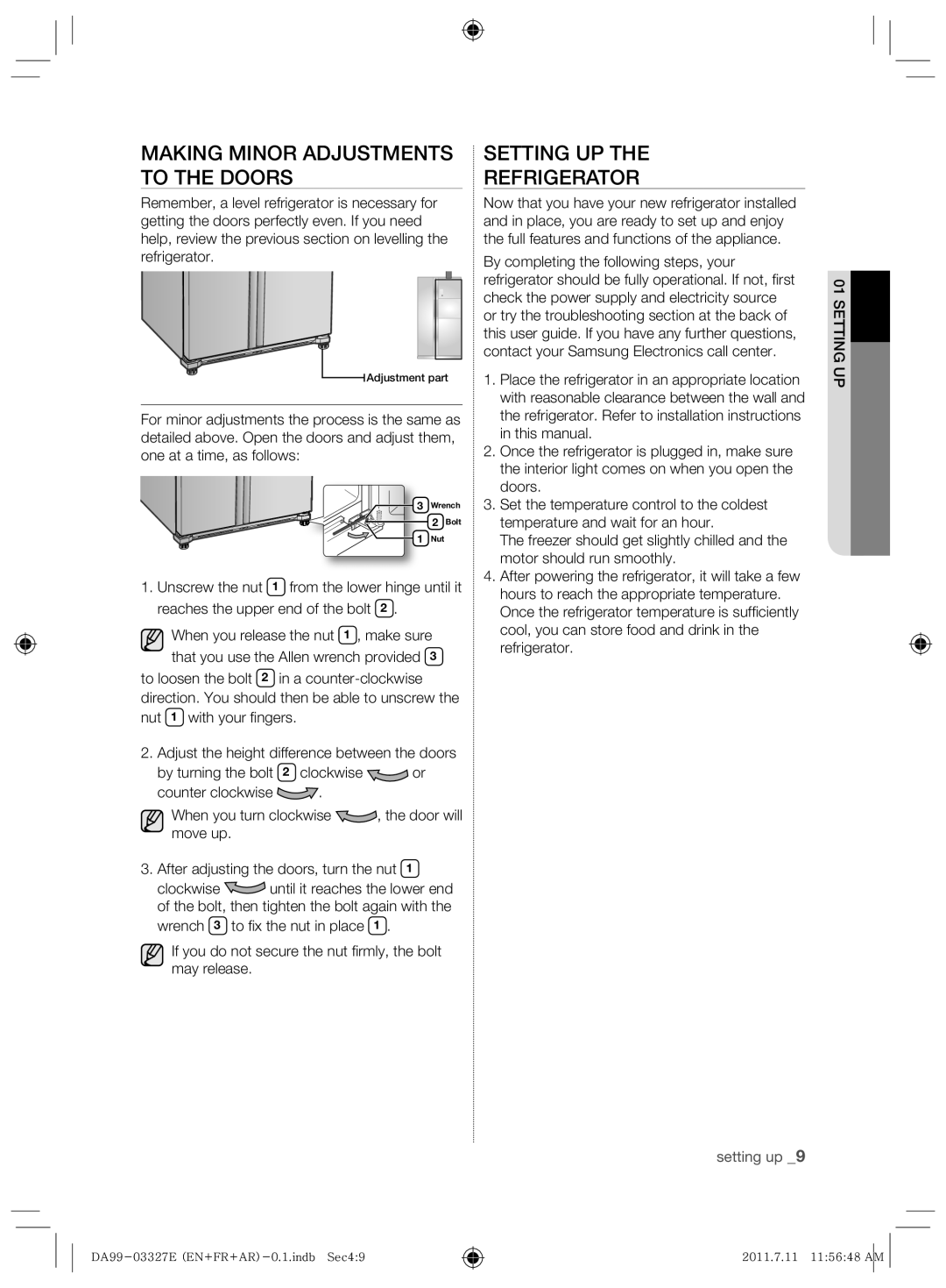 Samsung RS26MBZBL1/XSG, RS26MBZBL1/ZAM manual Adjustment part 