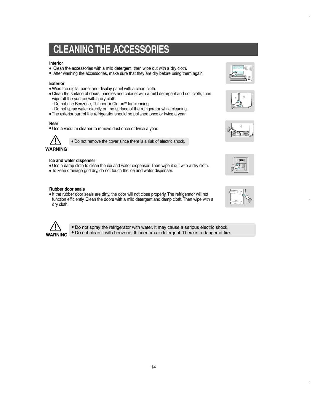 Samsung RS275ACBP/XAA owner manual Cleaning the Accessories 