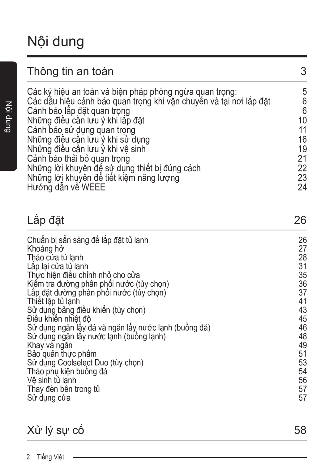 Samsung RS52N3303SL/SV manual Nội dung 