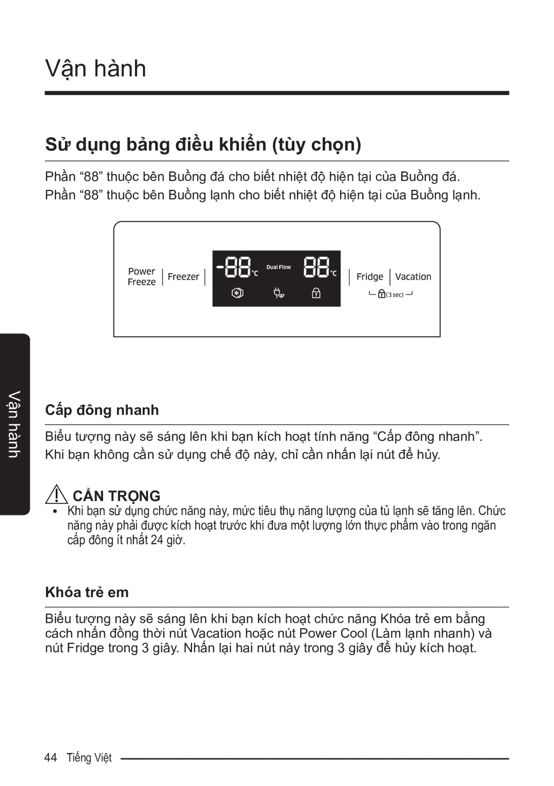 Samsung RS52N3303SL/SV manual Cấp đông nhanh 