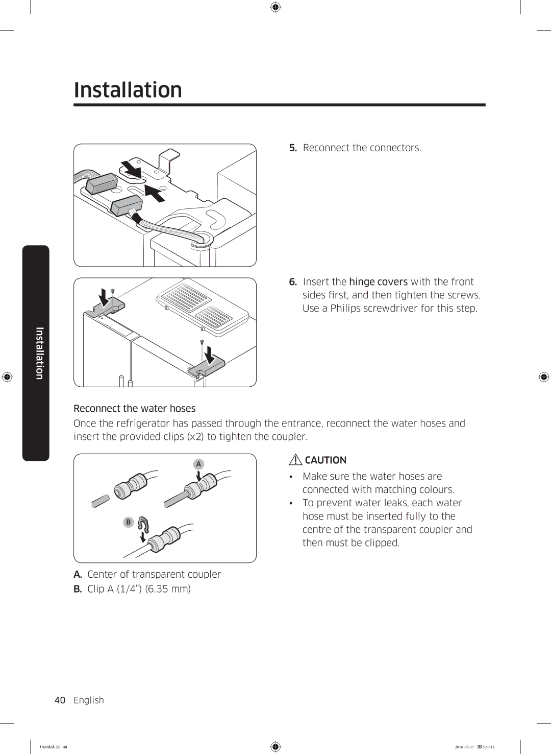 Samsung RS53K4400SA/EF, RS53K4600SA/EF manual Installation 